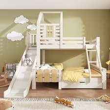 Image of Bunk Bed Tree House Bed with Slide and Drawers 3ft Single 4ft6 Double Kids Bed