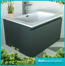 Image of Wall Hung Fluted Vanity Unit 610mm -810mm Bathroom Textured Ribbed 1 Tap Hole