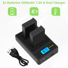 Image of 2x EN-EL9 EN-EL9A Battery + Charger for Nikon EL9e D3000 D40 D5000 D60 D40X DSLR