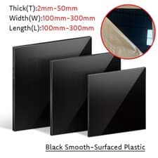 Image of Black Plastic Sheet Smooth-surfaced PVC Rectangle Plate for DIY 100mm - 300mm