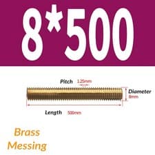 Image of M2 M2.5 M3 M4 M5 M6 - M20250mm / 500mm Long Brass Threaded Bar Rod Studding