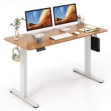 Image of 140 x 60 cm Height Adjustable Desk Electric Standing Desk Home Office Natural