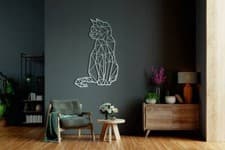 Image of Geometric Cat Wall Art,Metal Cat Decor,Home Living,Wall Hangings,Animal Sign,Dog