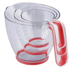 Image of Set of 3 of stackable Plastic Measuring Jugs Microwave and Dishwasher safe