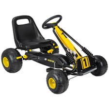 Image of Ride On Go Kart Kids Car 4-Wheel Racer Adjustable Seat Outdoor Toy Black Yellow