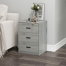 Image of 3 Drawer Wooden Bedroom Bedside Cabinet Furniture Storage Nightstand Side Table