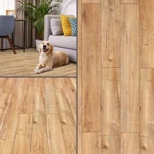 Image of Natural Oak Laminate Flooring Cheap Rustic Wood Flooring 8mm Thick V Groove AC4