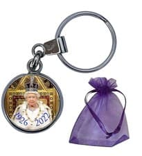Image of HM The Queen 1926 - 2022 Domed Centre Romeo Metal Keyring
