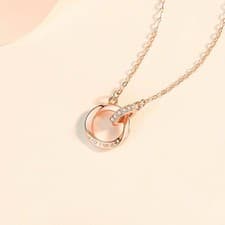 Image of Fall in Love Engrave Interlock Double Ring Necklace | Couples Jewellery