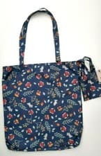 Image of RADLEY - BLOOMING BOTANICALS BLUE FOLDAWAY SHOPPER - FLORAL & DOG PRINT RRP £16