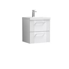 Image of Partial Fluted 2 Drawer Wall Hung Vanity Unit with 1 Tap Hole Thin-Edge Basin- 5
