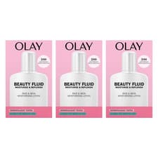 Image of Olay Beauty Fluid Face And Neck Sensitive Moisturiser 200ml - Pack of 3