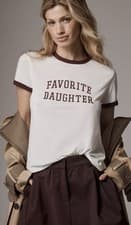 Image of Favorite Daughter Collegiate Ringer Tee White/burgundy Women Size Xsmall NEW