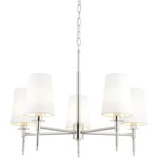 Image of Multi Arm Hanging Ceiling Pendant Light Bright Nickel Vintage White Shade 5x E14