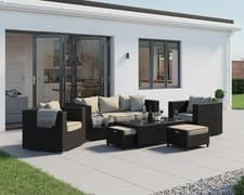 Image of Rattan Direct Ascot Black & Vanilla 3 Seater Outdoor Garden Sofa Set RRP £1149