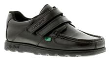 Image of Kickers Boys School Shoes Fragma Strap 3 Youth Leather Touch Fastening black UK