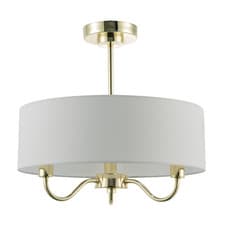 Image of Chic Chandelier Semi Flush Ceiling Light in Polished Gold with Shade by Happy...