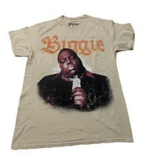 Image of The Notorious B.I.G. Biggie Smalls Graphic T-Shirt Tan Size M Hip Hop Rap Tee