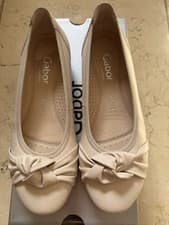 Image of Gabor Beige Leather Ballerina Slip On. Size 3G New with The Box
