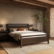 Image of Dark Wood King Size Wooden Bed Frame - Vixen VXN005K