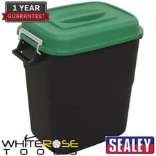 Image of Sealey Refuse Storage Bin 75L - Green Lid Carry Handles