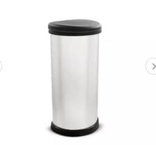 Image of Curver 40 Litre Deco Touch Top Kitchen Bin Silver
