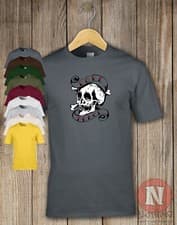 Image of Grunge skull love and peace t-shirt tattoo festival wear cool summer tee