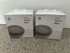 Image of 2 x 1ST GEN CHALK GOOGLE NEST HOME MINI SMART SPEAKERS - BRAND NEW & SEALED