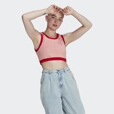 Image of ADIDAS Womens Pink Monogram Cropped Tank Top Size UK 14 BNWT