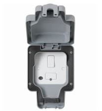 Image of Weatherproof 13A Double Pole Switched Fused Connection Unit, 1 Gang, Grey, IP66,