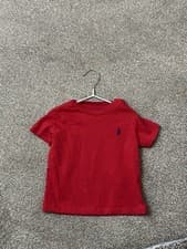 Image of POLO RALPH LAUREN Baby Boys T-Shirt Top 12 Months Red Cotton AI08