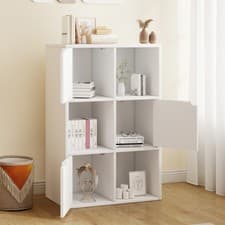 Image of 6 Cube Bookcase Shelving Display Shelf Storage Unit Wooden Door Gkllkobovrtdmowq