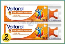 Image of 2x Voltarol 1.16% JOINTS & BACK 12H Pain Relief Gel No Mess Applicator 2027-100g