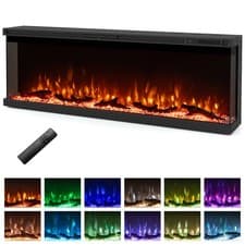 Image of COSTWAY 3 Sided Electric Fireplace 50” Recessed Fire Place Heater 750W/1500W