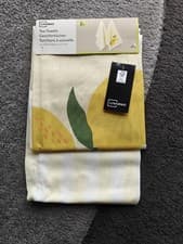 Image of Tea Towels, Lemon & Stripes Print 2pk, Summer Style, Size 50x70cm, 100% Cotton