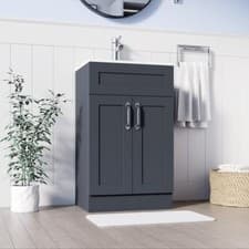 Image of BELOFAY Crawley Grey Floor Standing Bathroom Vanity Unit With Ceramic Basin