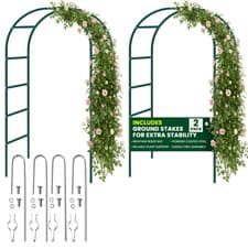 Image of Garden Arch 2.4M Trellis Arched Metal Climbing Plant Archway With Ground Stakes