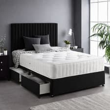 Image of REINFORCED DIVAN BED SET ORTHOPEDIC MATTRESS WITH HEADBOARD SINGLE DOUBLE & KING