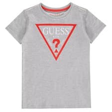 Image of NEW Guess Logo T-shirt Grey Short Sleeve Sizes: 8, 10, 12, 14 years