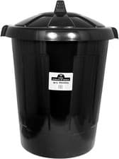 Image of Large Black Dustbin 80 Litre Heavy Duty Shatterproof Rubbish Waste Bin With Lid