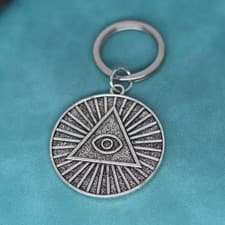 Image of EYE OF PROVIDENCE ALL SEEING EYE KEYRING FREEMASONRY MASONIC BADGE GIFT