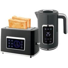 Image of HOMCOM 1.7L 3000W Rapid Boil Kettle and 2 Slice Toaster Set Crumb Tray Grey