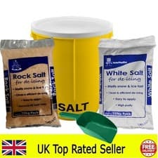 Image of 25L Yellow GRIT BIN with 10KG White Salt Rock GRIT Salt ICE Snow