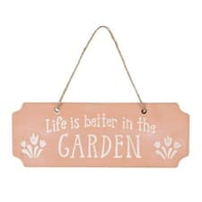 Image of New Life Is Better In The Garden Terracotta Hanging Sign