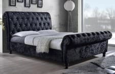Image of Sleigh chesterfield Upholstered Plush Velvet Bed Frame gas lift &mattress option