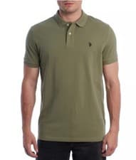 Image of US polo assn Mens Pique Polo Shirt in Forest night colour