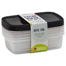 Image of Wham 1L Food Storage Box Set of 4 Airtight Black/Teal Assorted