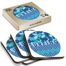 Image of 4 x Boxed Square Coasters - Blue Surfing Surf Surfer #9012