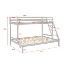 Image of 3FT 4FT6 Triple Bunk Bed With Ladder, Kids Twins Sleeper, Solid Pine Wood Frame