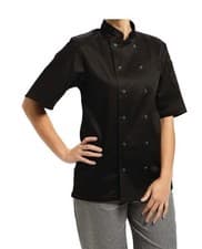 Image of Chef Jacket Short Sleeve Black Unisex Danny Jacket Size Large Bon Chef